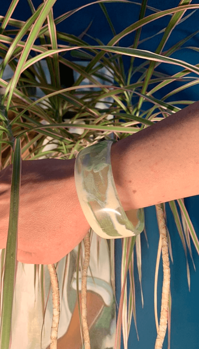 Bracelet Manchette - marbré vert