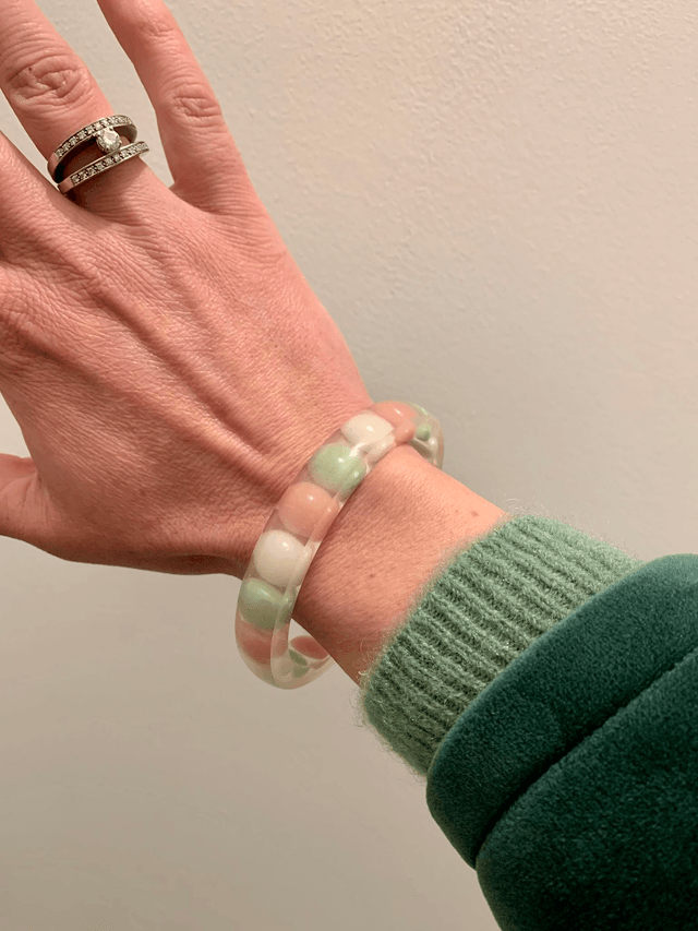Bracelet Angelina pierres Rose Vert Blanc