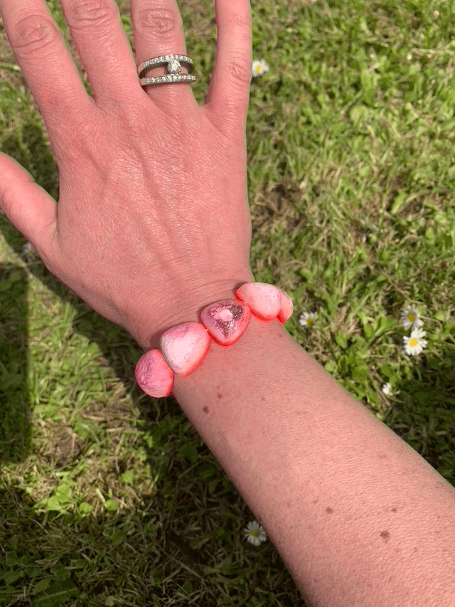 Bracelet Galets - Blanc Rose vif pailleté