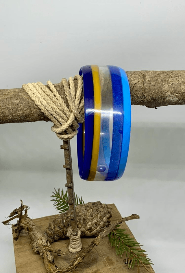 Bracelet Manchette -  Bleus camel