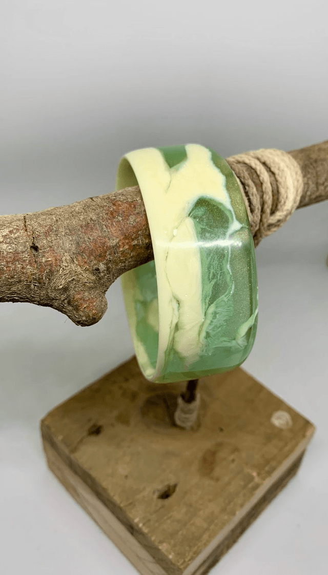 Bracelet Manchette - marbré vert