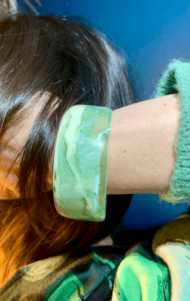 Bracelet Manchette - marbré vert