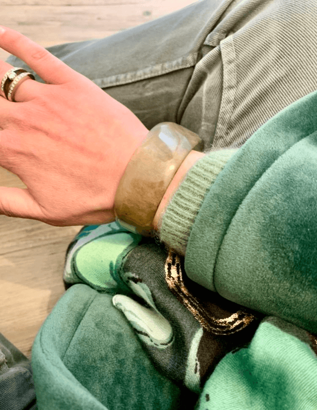 Bracelet Manchette - Vert doré