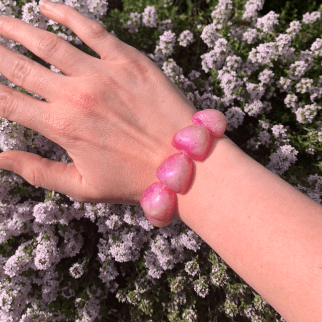 Bracelet Galets - Rose violine nacré 