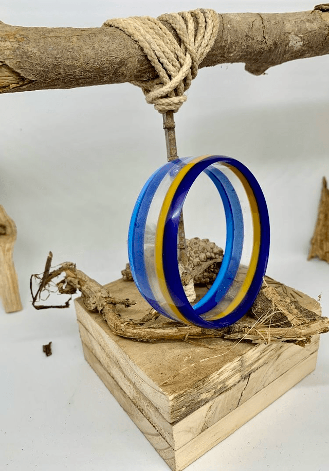 Bracelet Manchette -  Bleus camel
