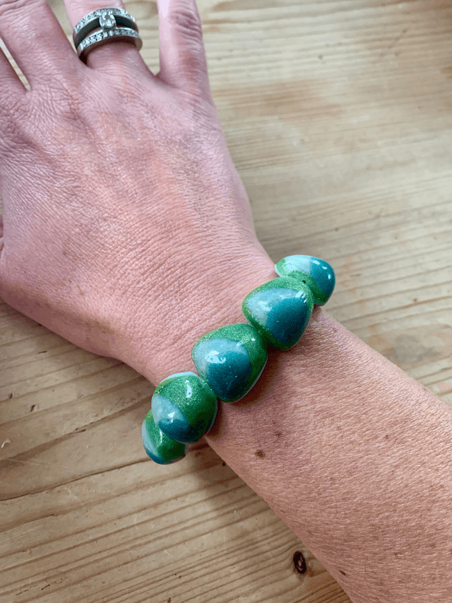 Bracelet Galets - Nuances de verts nacré
