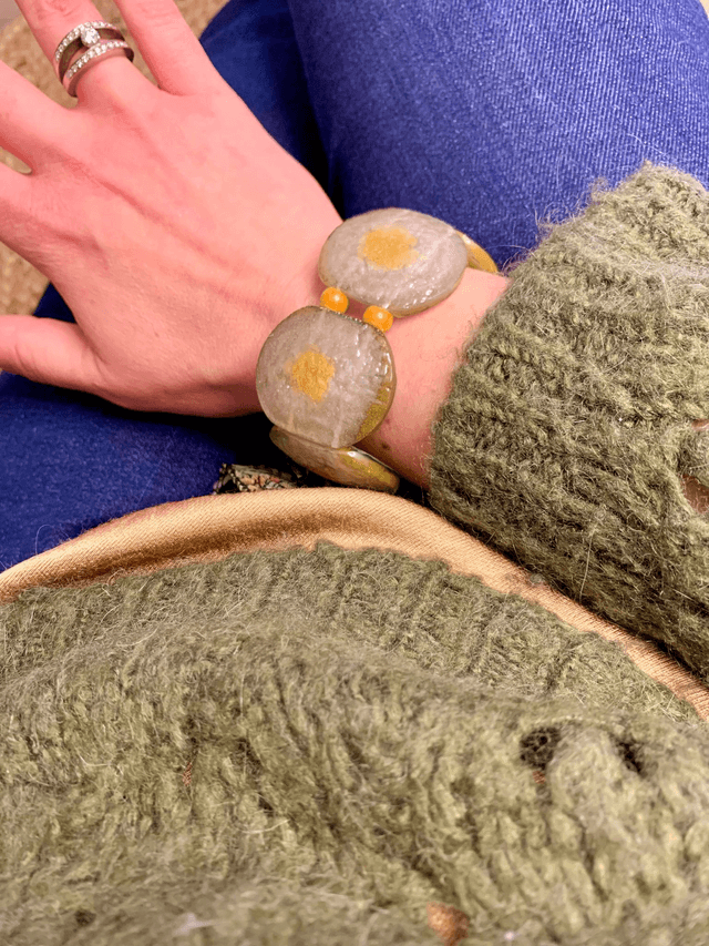 Bracelet Skiny - nuances vert doré