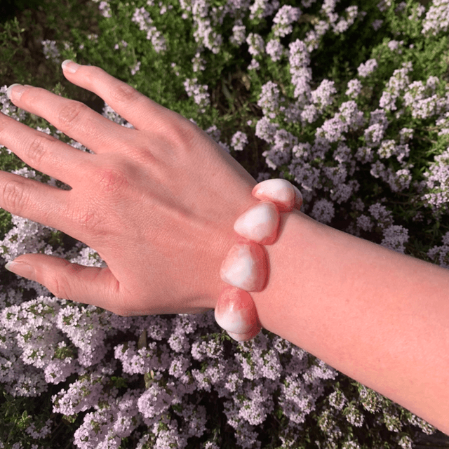 Bracelet Galets - Vieux rose nacré 