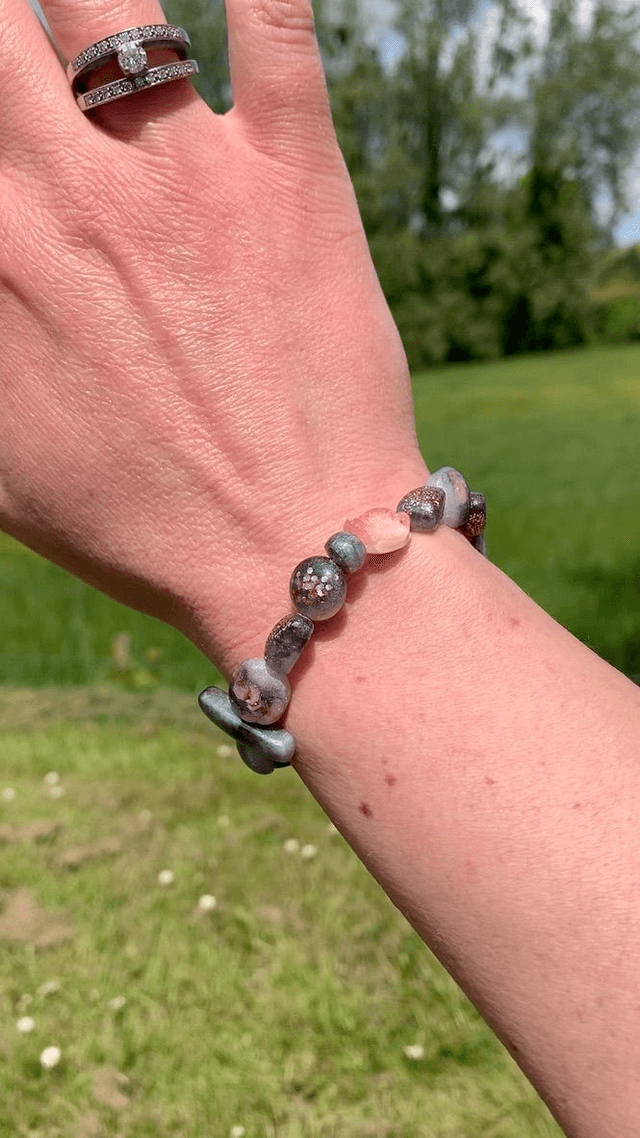 Bracelet Pierres - Nuances de noir et rose Pailleté