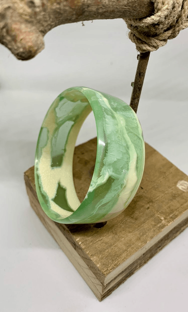Bracelet Manchette - marbré vert