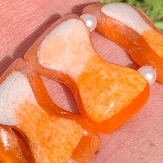 Bracelet Papillon - orange et blanc 