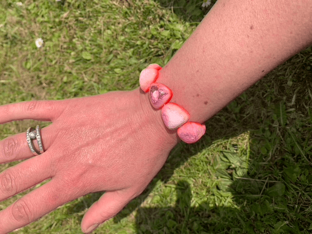 Bracelet Galets - Blanc Rose vif pailleté