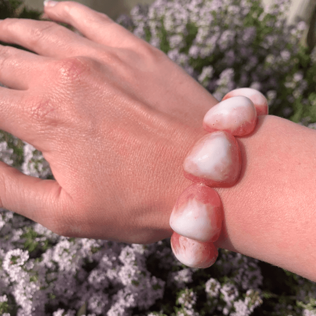 Bracelet Galets - Vieux rose nacré 