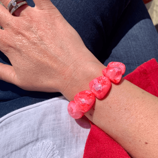 Bracelet Galets - Rose vif volupté 