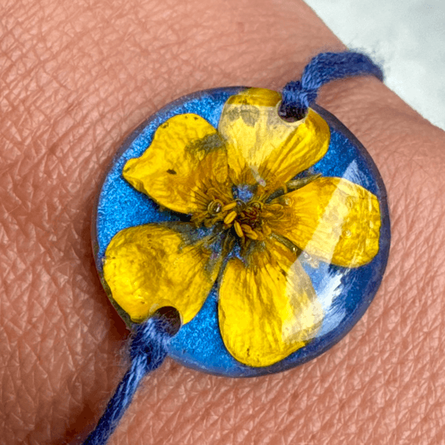 Bracelet Cabochon fleur jaune 