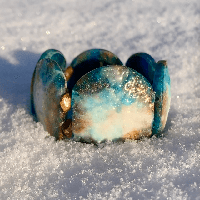 Bracelet Skiny - nuances de bleu blanc et doré 