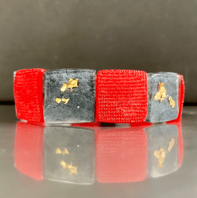 Bracelet Clarys - rouge et noir feuilles d’or