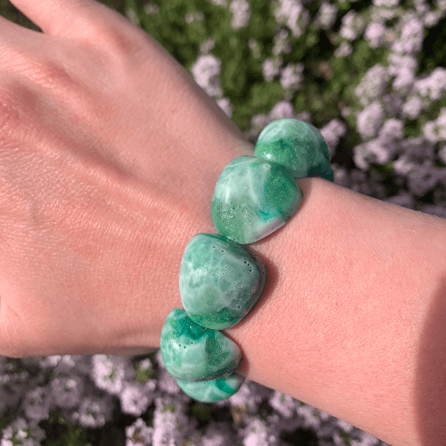 Bracelet Galets - Vert marbré 